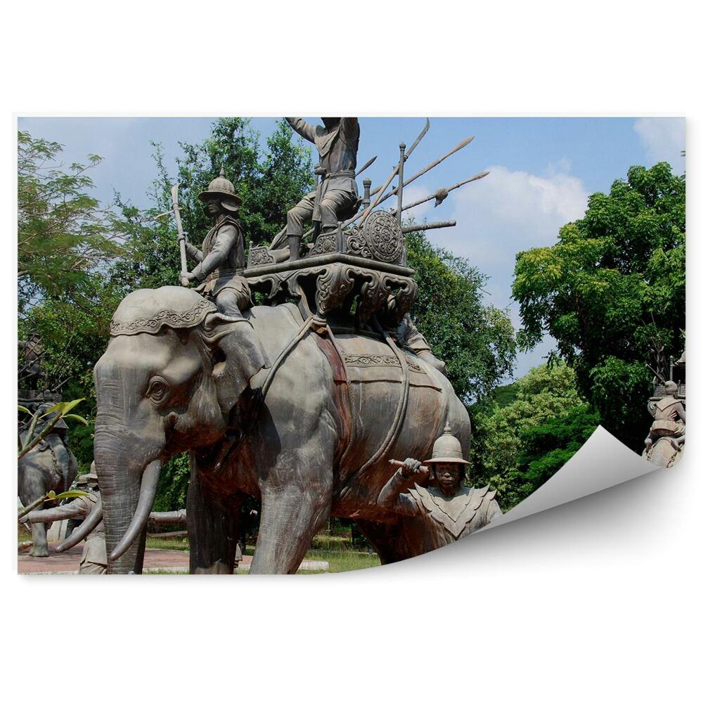 Okleina ścienna Tajlandia słoń wojownicy rzeźba park