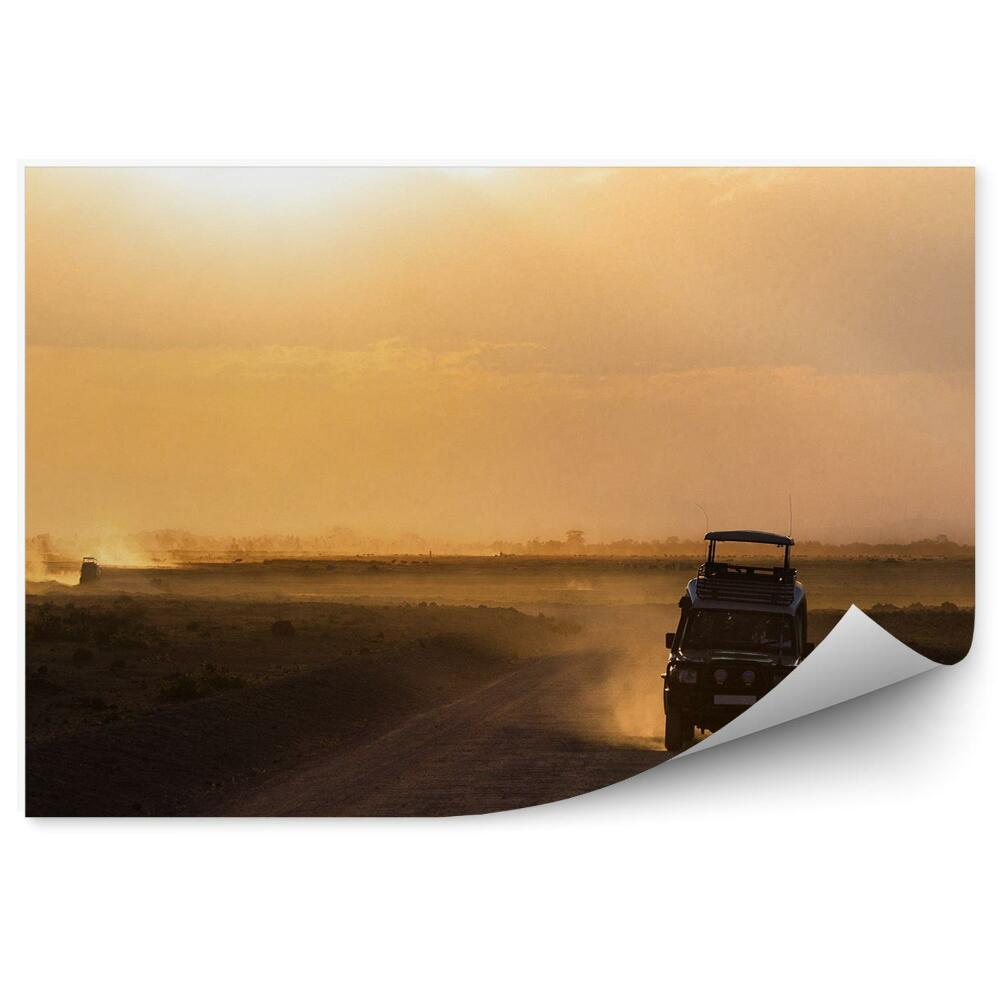 Okleina na ścianę zachód słońca Safari auto terenowe