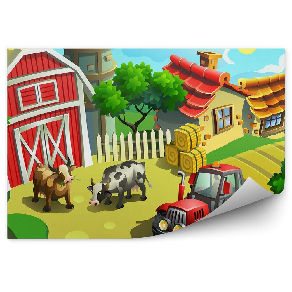 Okleina ścienna Kolorowa wieś zwierzęta traktor
