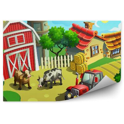 Okleina ścienna Kolorowa wieś zwierzęta traktor