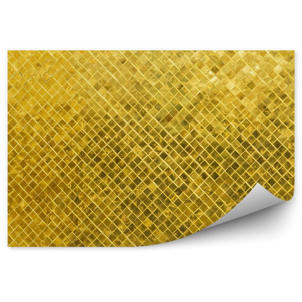 Okleina ścienna Złote małe kafelki ściana wzór paski blask