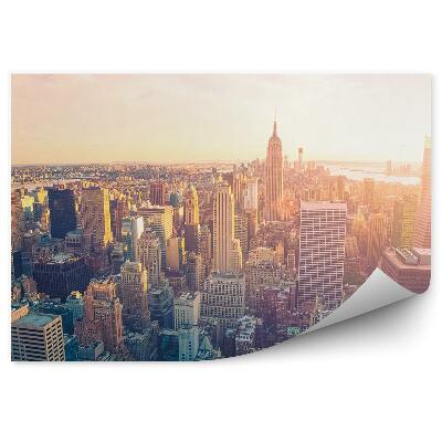 Fototapeta widok z lotu ptaka wieżowce zachód słońca Nowy Jork niebo chmury