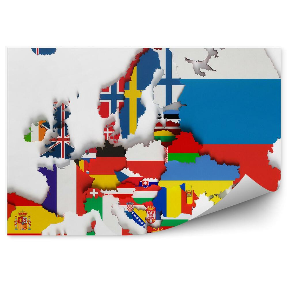 Fototapeta na ścianę Europa kontynent mapa flagi państw