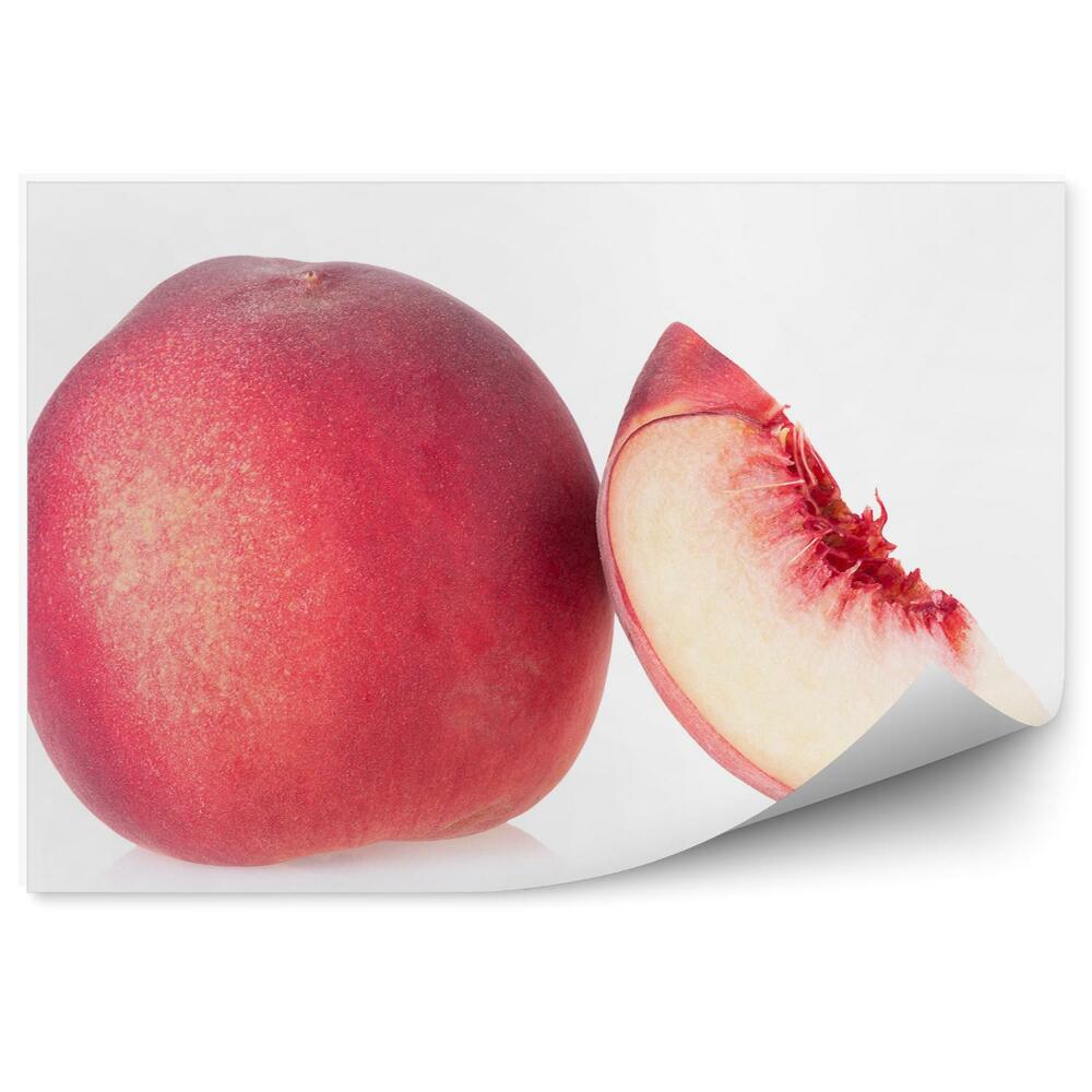 Fototapeta Dojrzały owoc brzoskwini plasterek białe tło