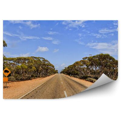 Okleina na ścianę Znak drogowy droga jezdnia natura drzewa