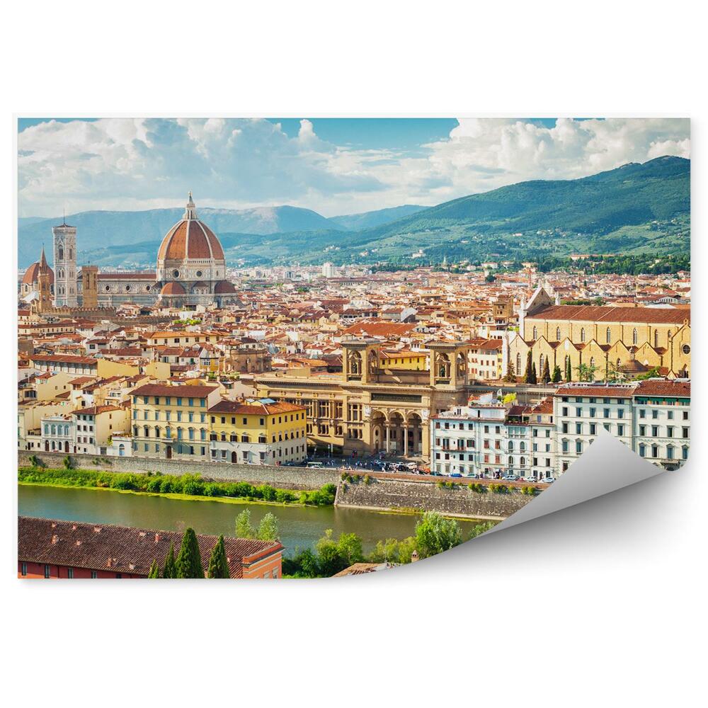 Fototapeta na ścianę plac Michała Anioła budynki Florencja góry niebo chmury rzeka drzewa