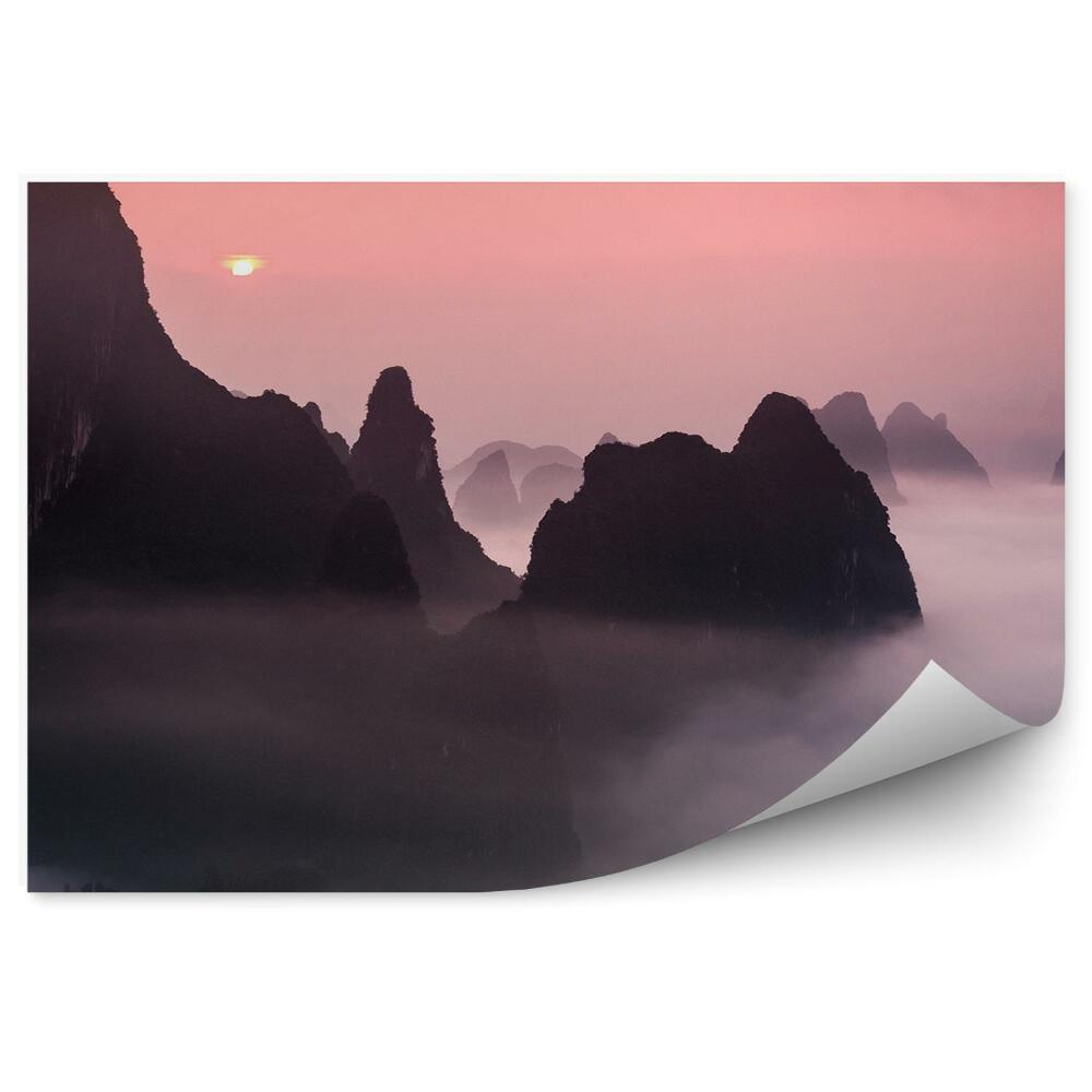 Okleina na ścianę Góry zachód słońca mgła