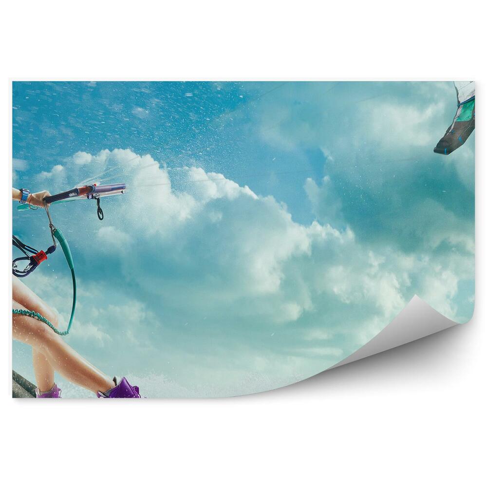 Fototapeta samoprzylepna Kitesurfing sport ocean niebo chmury