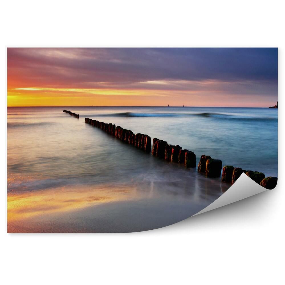 Okleina na ścianę Zachód słońca nad morzem Bałtyckim plaża