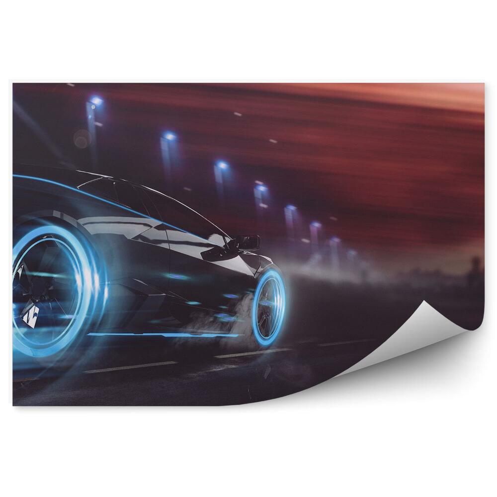 Fotopeta Nowoczesne sportowe szybkie auto miasto światła