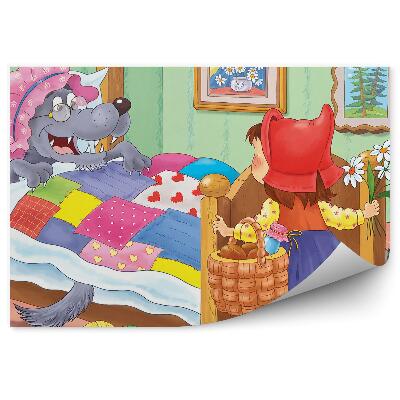 Okleina ścienna Wilk przebrany za babcię dom mała dziewczynka