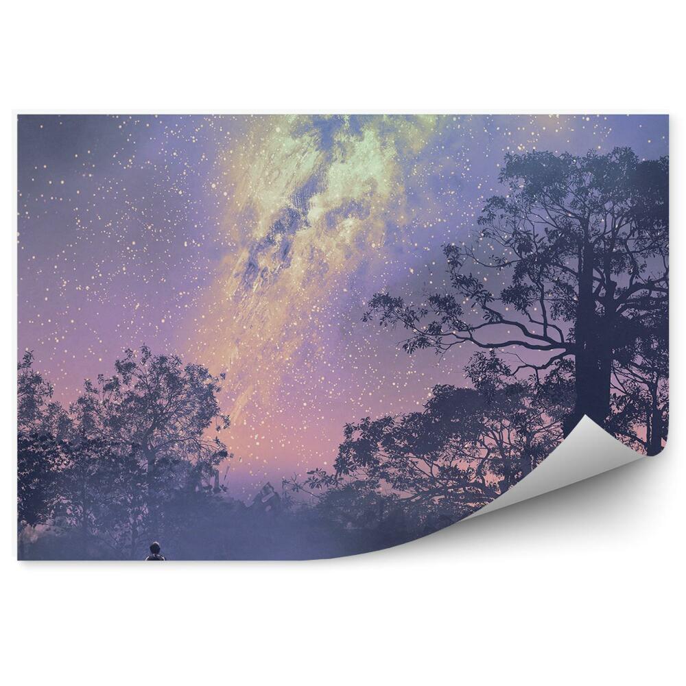 Fototapeta Astronauta drzewa rośliny niebo droga mleczna gwiazdy