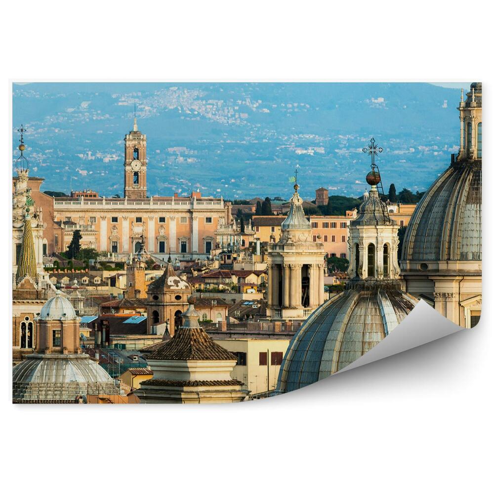 Fototapeta na ścianę widok Rzymu dachy kopuły budynki góry