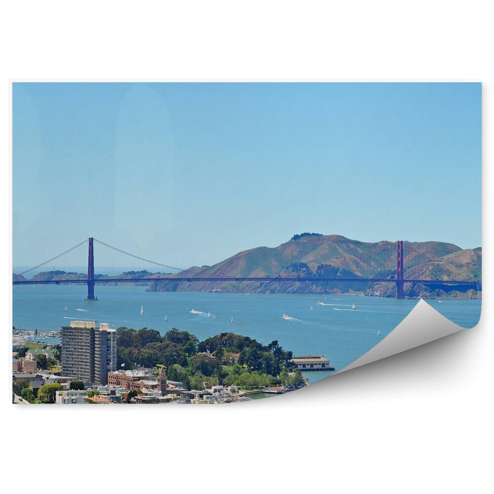 Okleina ścienna budynki Golden Gate góry zatoka drzewa San Francisco