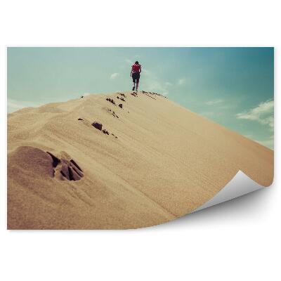 Okleina ścienna Dziewczyna pustynia wydmy kazachstan niebo chmury