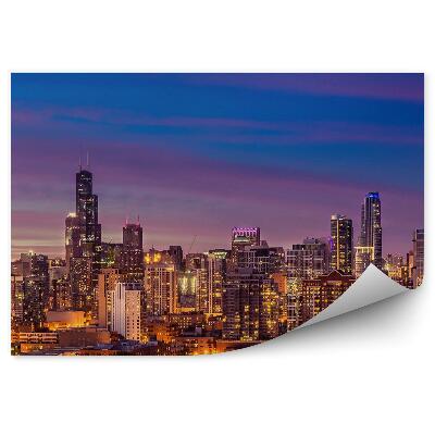 Fototapeta na ścianę wieżowce światła zachód słońca noc