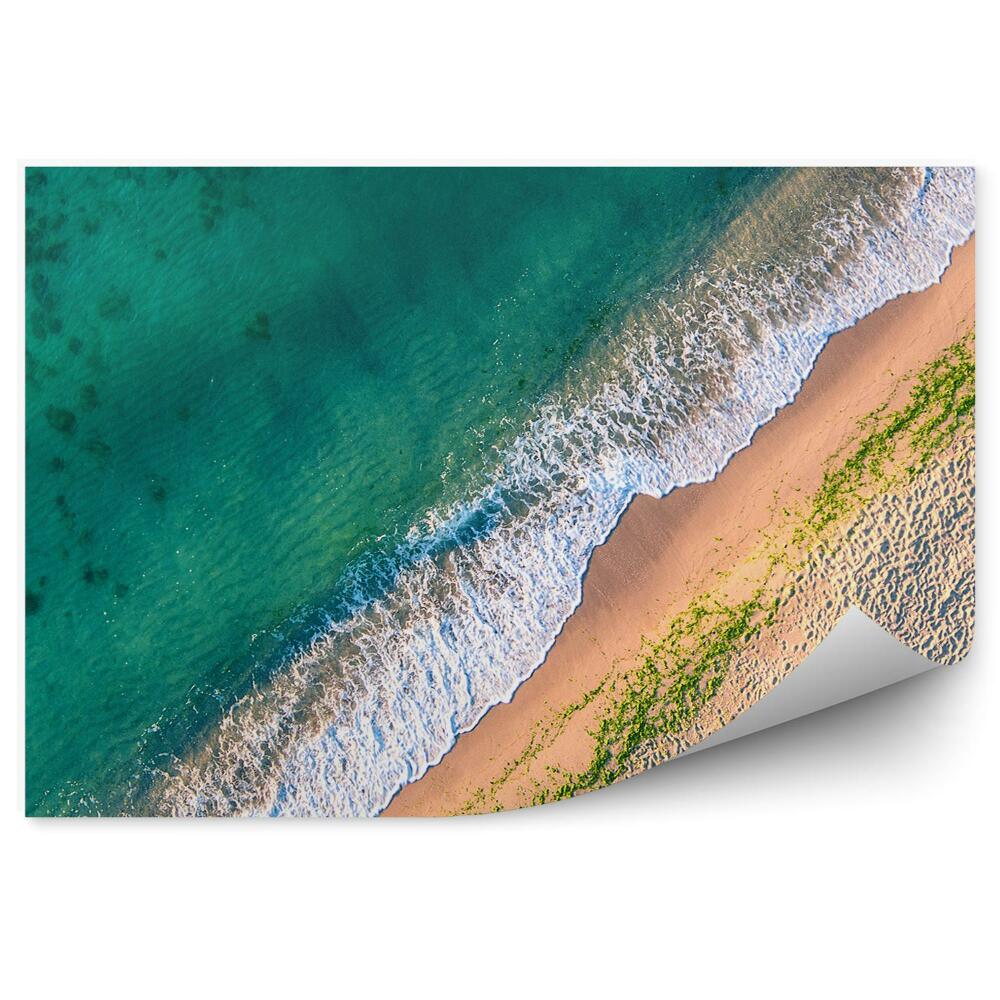 Fototapeta Widok z lotu ptaka fale oceanu piasek plaża statek
