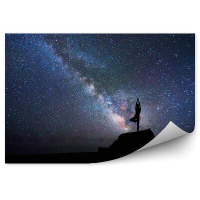 Fototapeta Joga budynek drzewa droga mleczna gwiazdy niebo