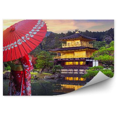 Fotopeta Japonia architektura natura drzewa kobieta