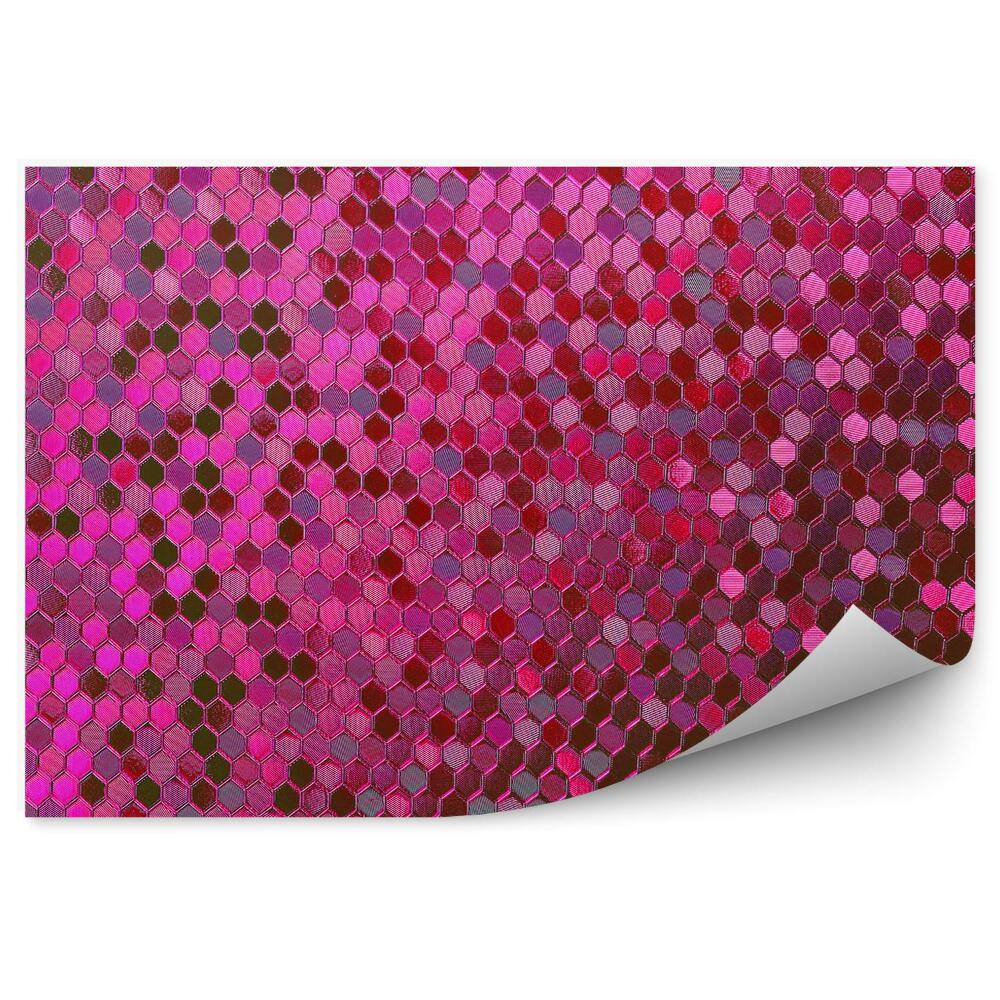 Okleina ścienna Mozaika z drobnych heksagonów różowa