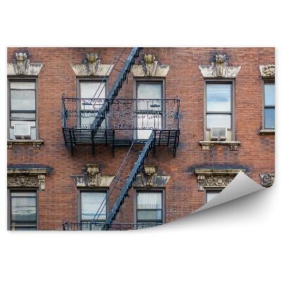 Okleina ścienna Fasada budynku nowy jork schody przeciwpożarowe