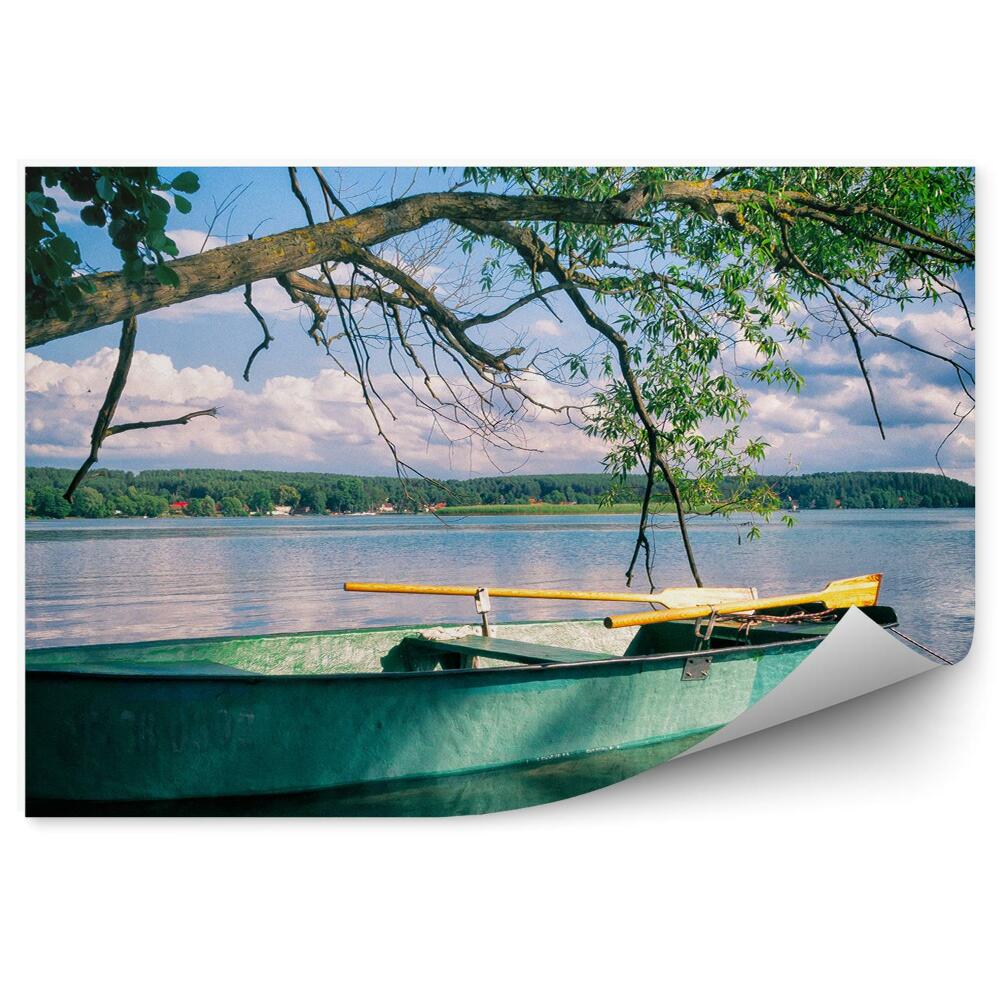 Fototapeta na ścianę Mazury jezioro Pluszne łodzie drzewa rośliny