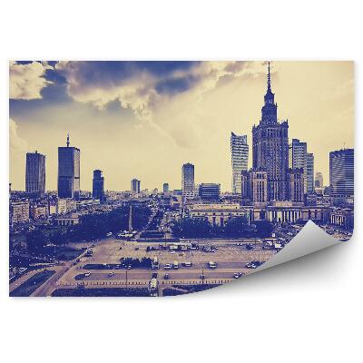 Okleina na ścianę stary styl Warszawa Śródmieście niebo chmury transport