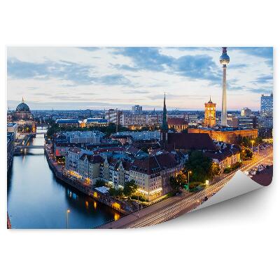 Fototapeta widok z lotu ptaka Berlin budynki droga samochody wieża telewizyjna