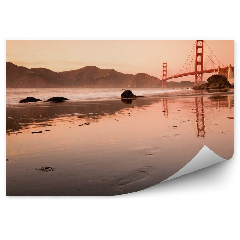Okleina ścienna Golden Gate most ocean zachód słońca góry San Francisco