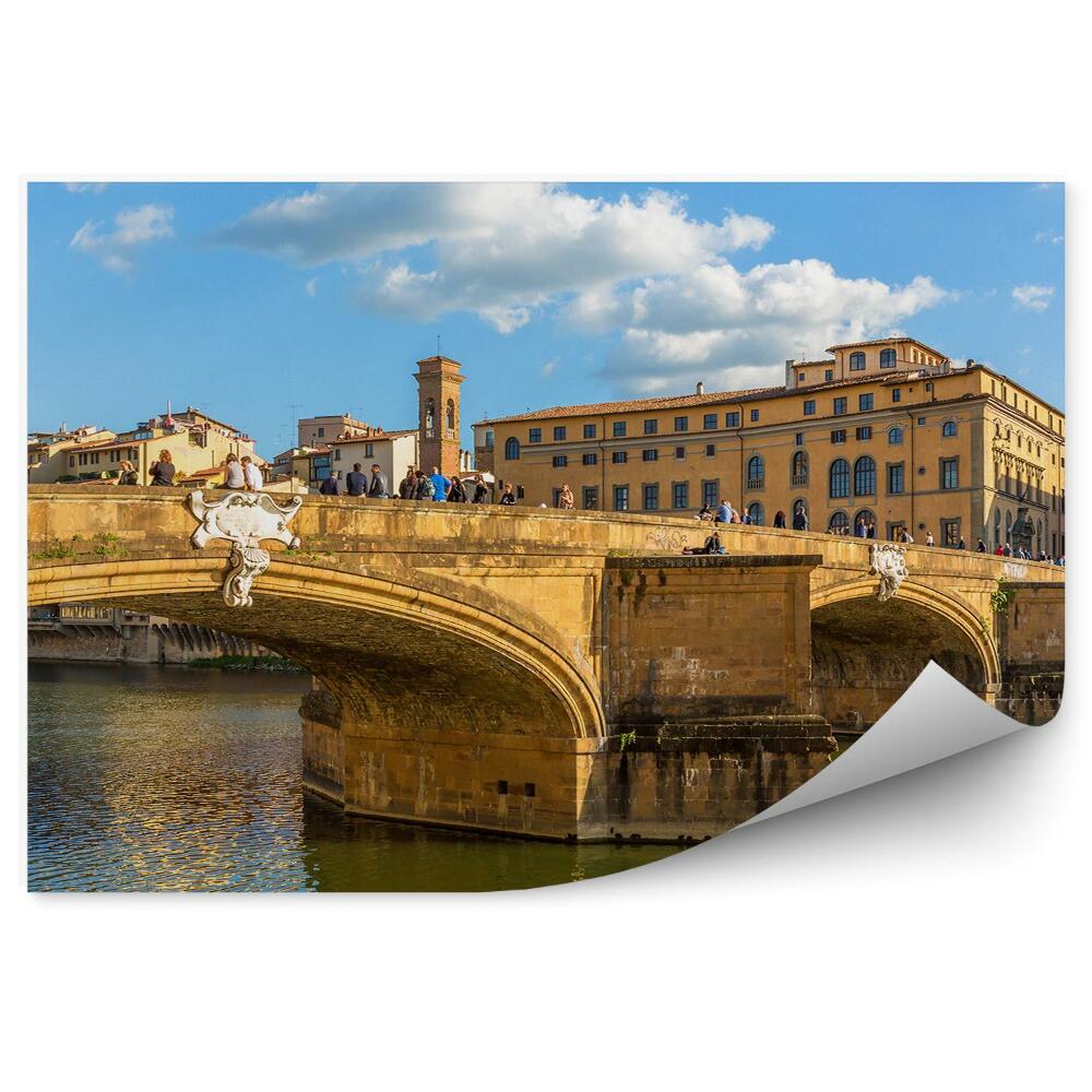 Fototapeta na ścianę most Trójcy Świętej budynki woda niebo chmury Florencja