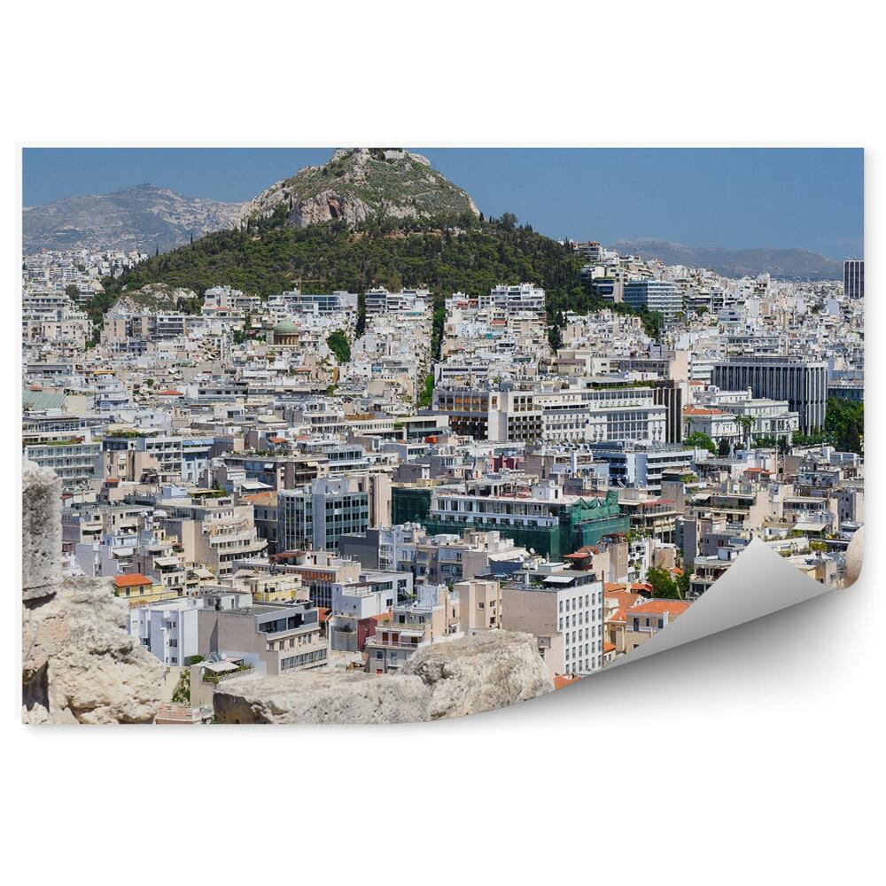Okleina na ścianę panorama miasta Ateny Grecja budynki góry ruiny niebo