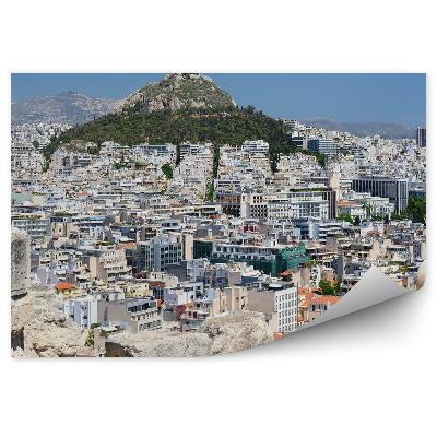 Okleina na ścianę panorama miasta Ateny Grecja budynki góry ruiny niebo