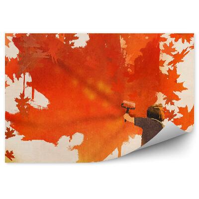 Fototapeta na ścianę Dziecko malujące liście klonu grafika