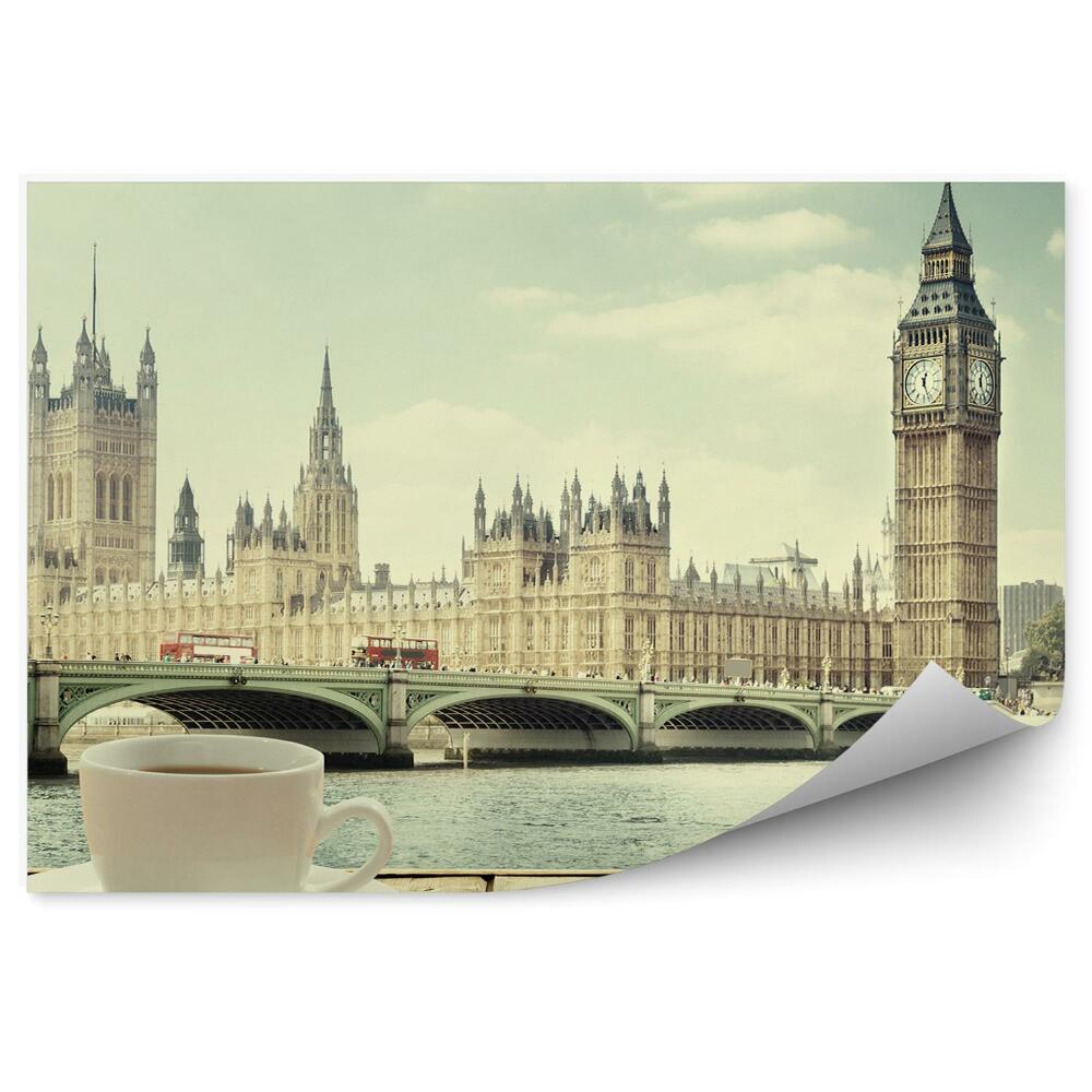 Fototapeta Westminster Pałac Big Ben most tamiza deska filiżanka kawa Londyn