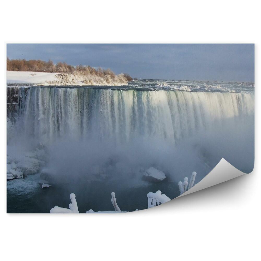 Okleina ścienna Wodospad śnieg zima drzewa natura Niagara