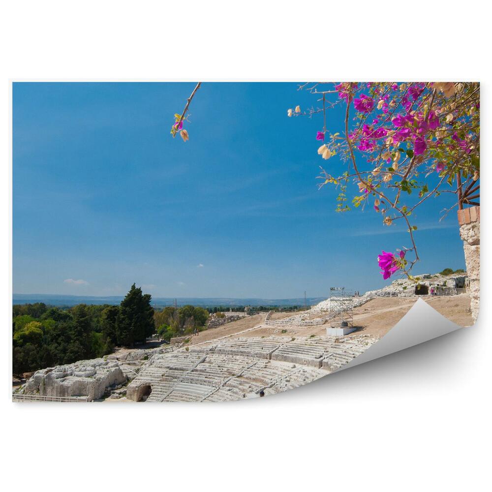 Okleina na ścianę teatr grecki Syrakuza Sycylia drzewo ludzie las