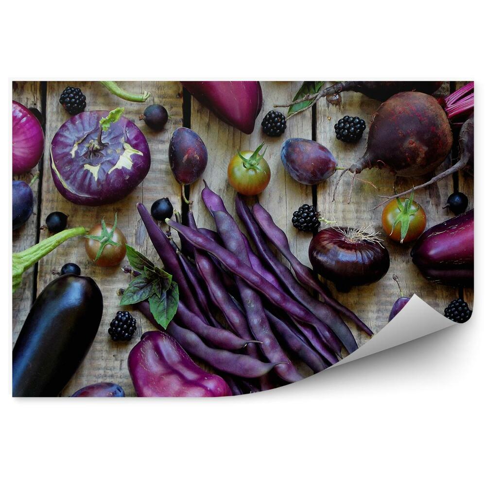 Okleina na ścianę Fioletowe warzywa zdrowa żywność bakłażan kapusta papryka