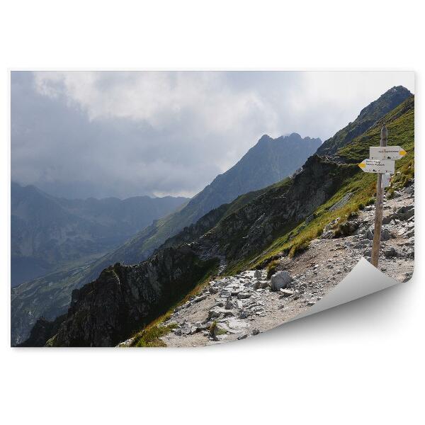 Okleina na ścianę Dolina pięciu stawów tatry góry niebo chmury znak