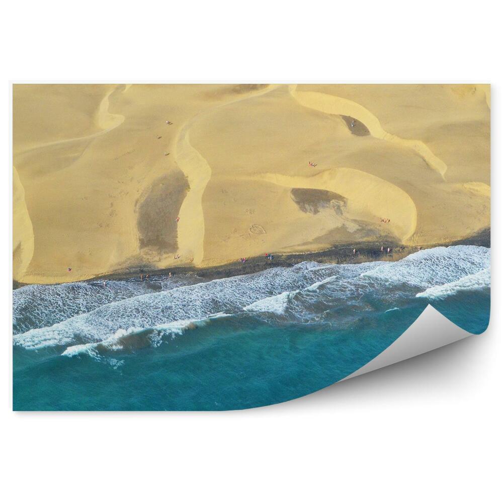 Fototapeta Widok z lotu ptaka ocean fale plaża piasek maspalomas