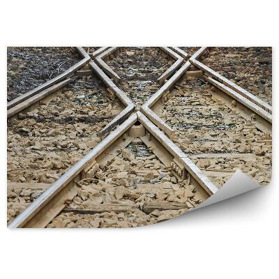 Okleina na ścianę Tory kolejowe pociągi kamienie