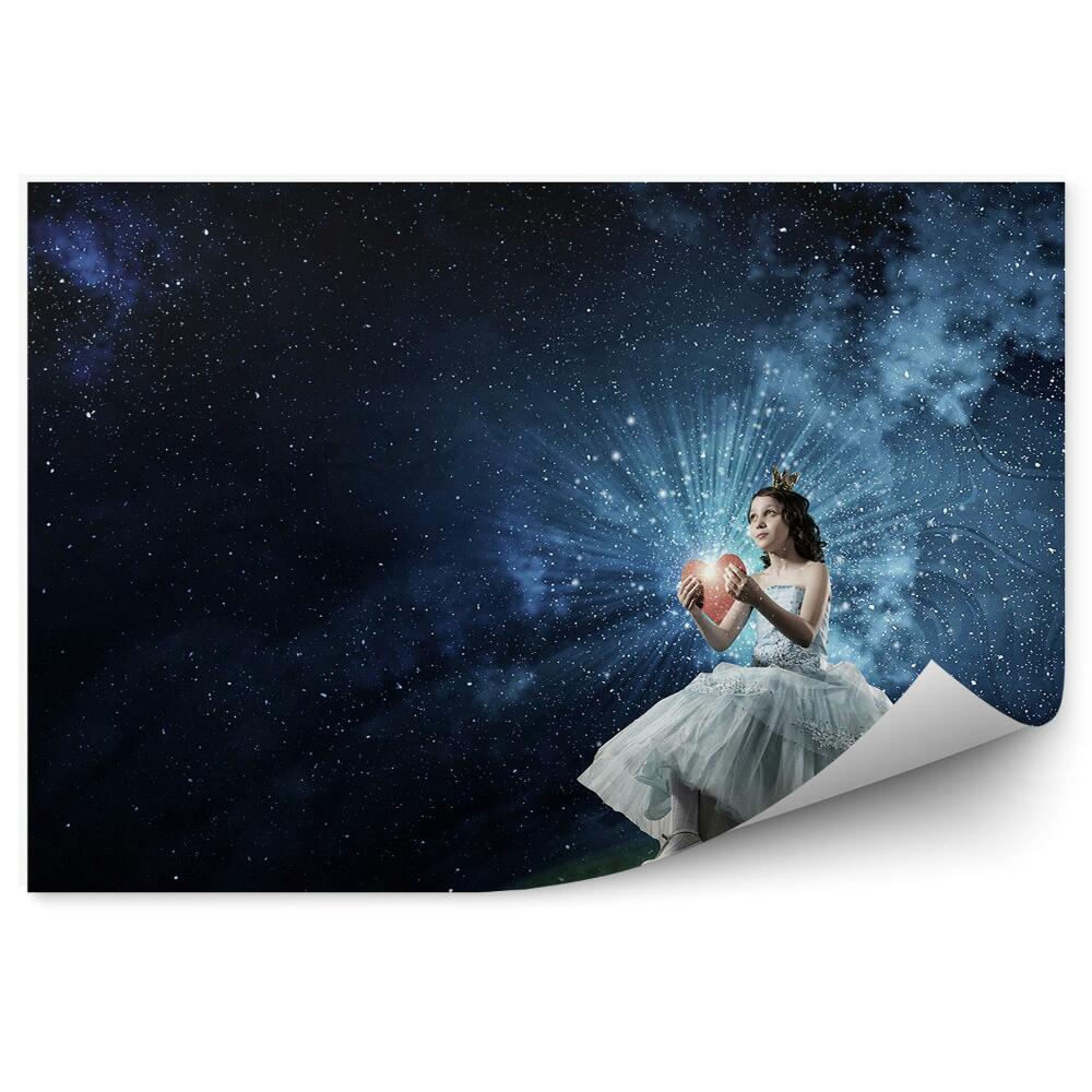 Fototapeta Mała księżniczka niebo gwiazdy serce kosmos