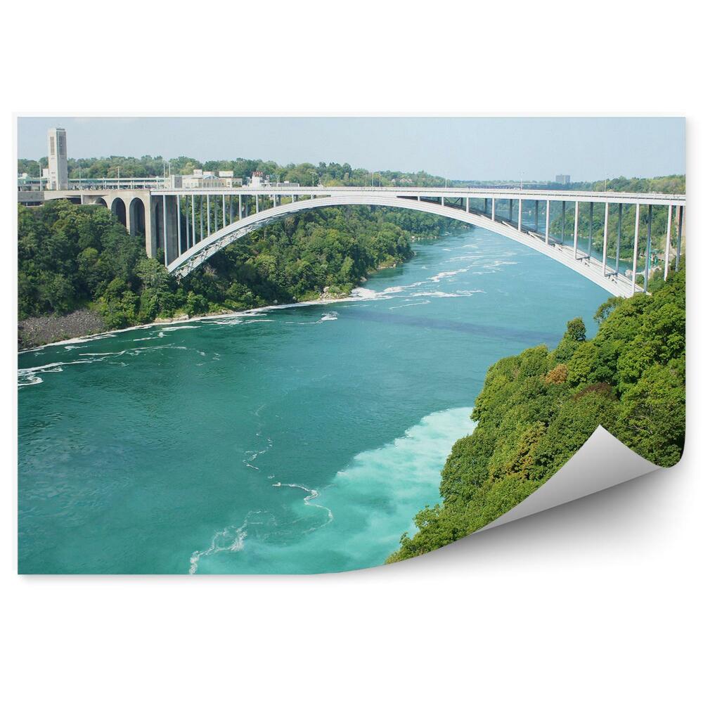 Okleina ścienna Błękitna rzeka most natura architektura