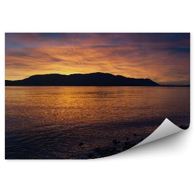 Okleina ścienna Zachód słońca san juan islandiao kamienie ocean