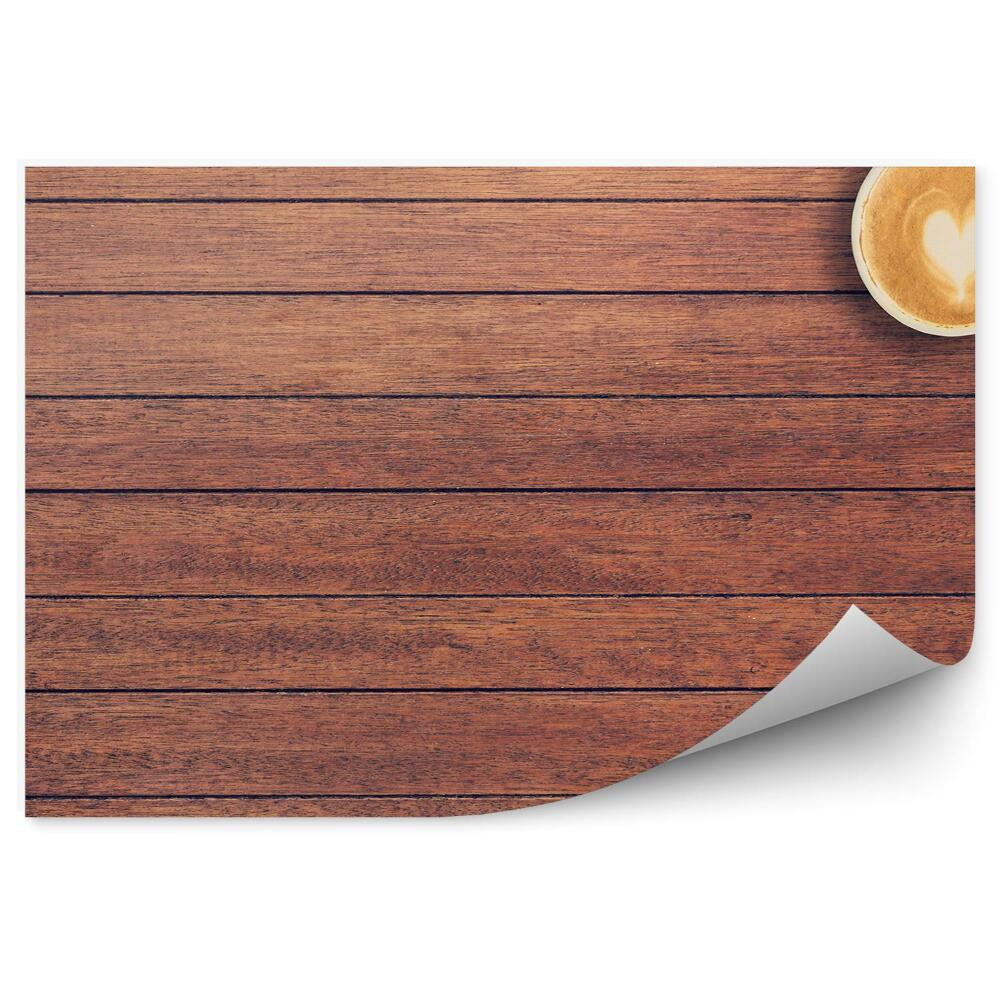 Fototapeta samoprzylepna Drewniane deski i filiżanka kawy