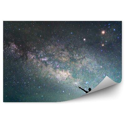 Fototapeta Człowiek krajobraz gwieździste niebo droga mleczna