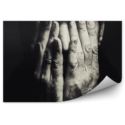 Fotopeta Mężczyzna dłonie na twarzy obrączka