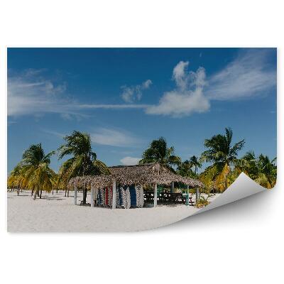 Fototapeta na ścianę palmy Morze Karaibskie chatka niebo chmury plaża niebo chmury