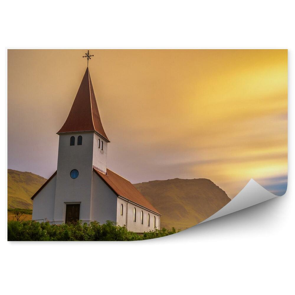 Okleina ścienna Wschód słońca kościół luterański islandia