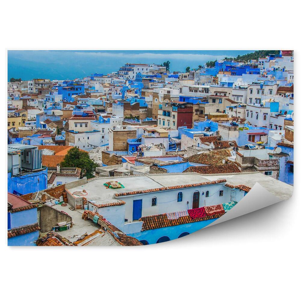 Fototapeta Afryka miasto budynki niebieskie wzgórza