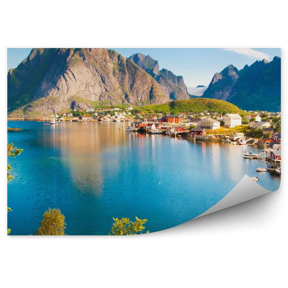 Fotopeta Krajobraz miasto wyspy norwegia kolory woda zatoka